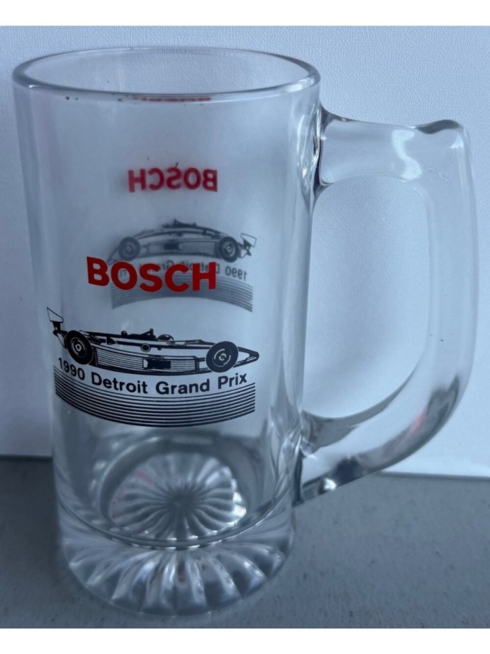 VINTAGE Collectible Bosch 1990 Detroit Grand Prix 12 oz. Beer Mug w/Handle